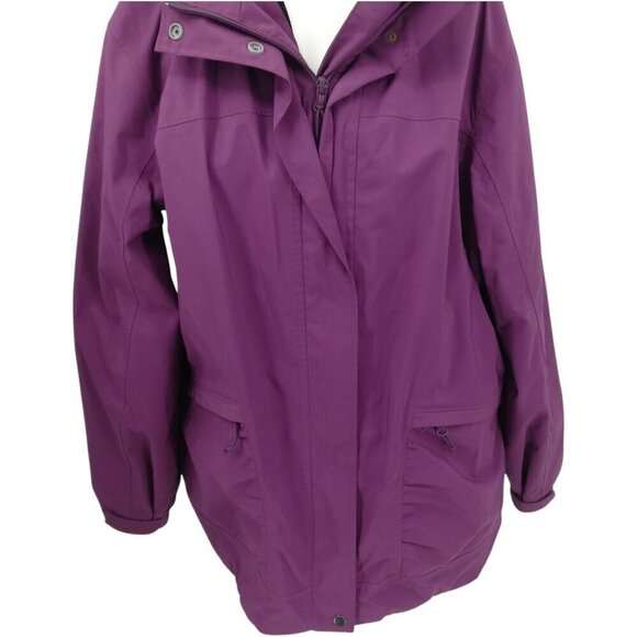 Duluth Trading Company Anorak Purple Hooded Jacket Coat Size L Zipper Pockets - Picture 7 of 11